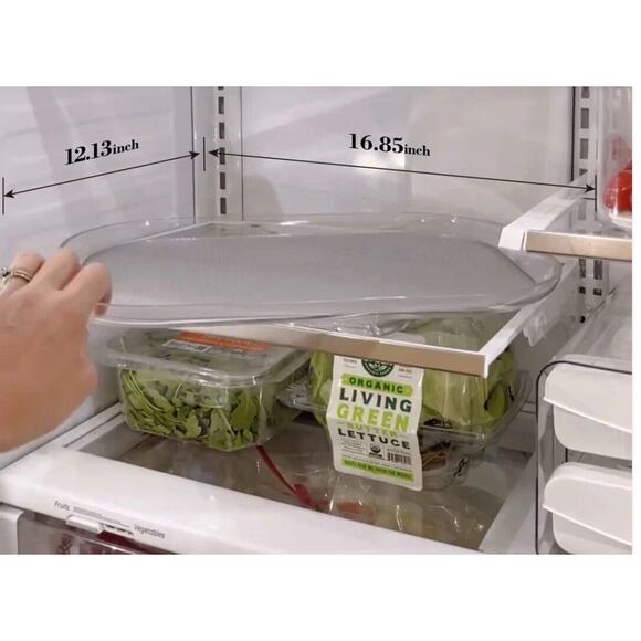 Lamu Lazy Susan Turntable Organizer for Refrigerator 15.67'' X 11.73”Rectangular - Picture 2 of 8